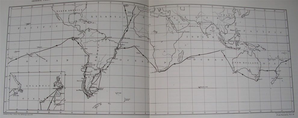 1839 chart of The Beagle's voyage